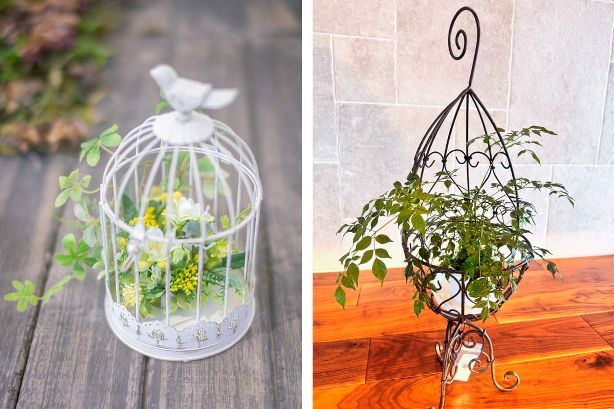 鳥かご風プラントホルダー２種類